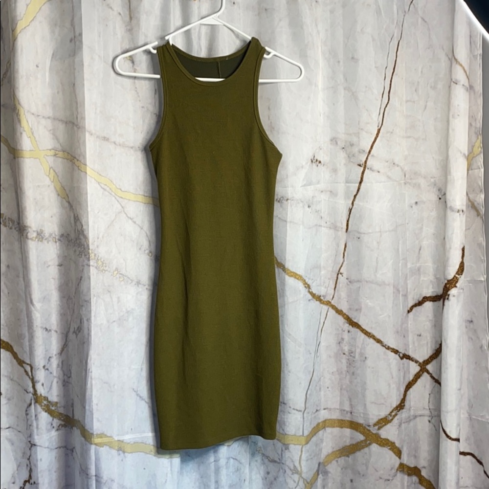 Olive green fitted dress